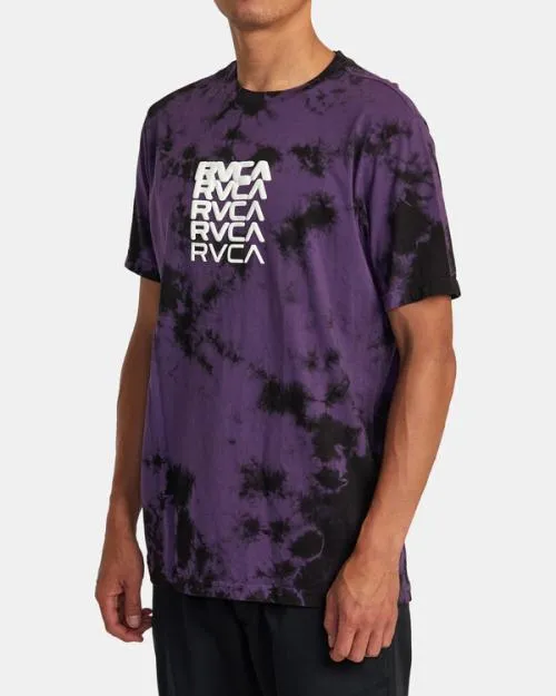 Rvca Degen Tee Purple Tie Dye Men Short Sleeves