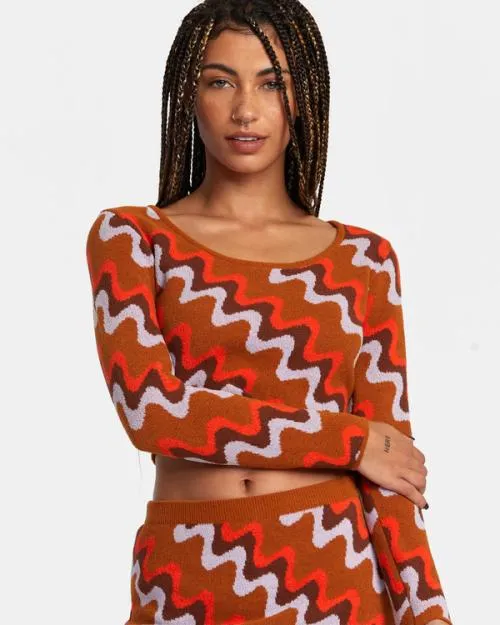 Rvca Desmond Sweater Caramel Women Sweaters