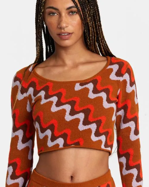 Rvca Desmond Sweater Caramel Women Sweaters