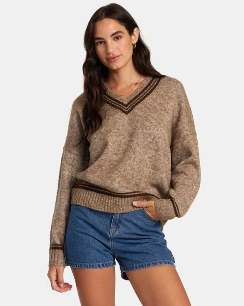 Rvca Deuce Sweater Java Women Sweaters