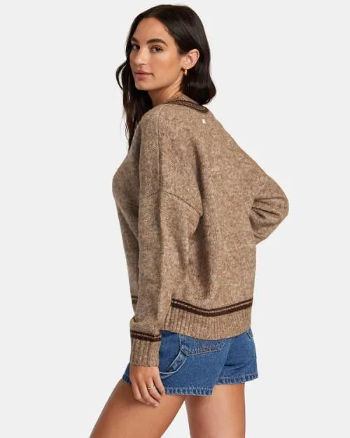 Rvca Deuce Sweater Java Women Sweaters