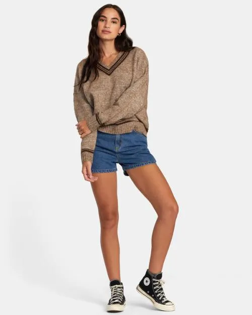Rvca Deuce Sweater Java Women Sweaters
