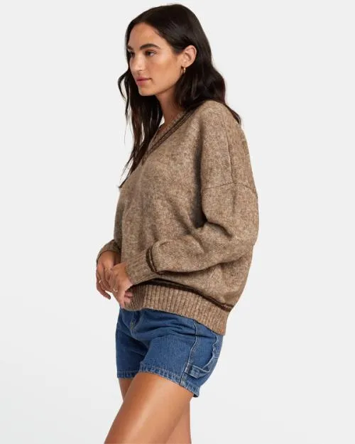 Rvca Deuce Sweater Java Women Sweaters