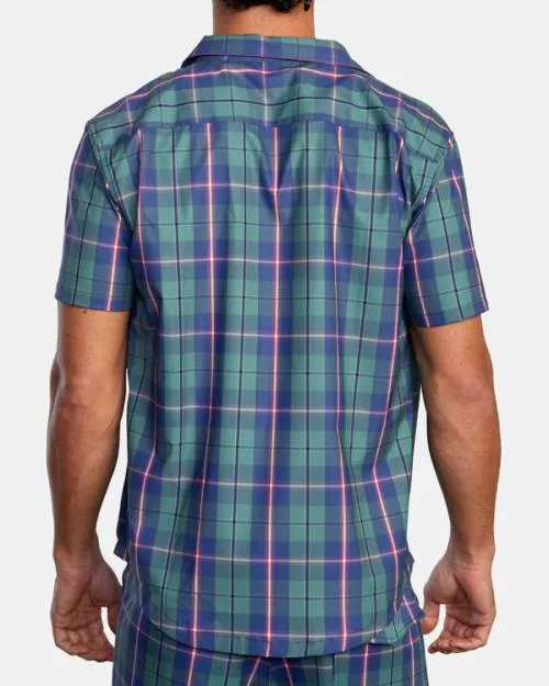 Rvca Dib Woven Short Sleeve Shirt Green Men Shirts and Flannels