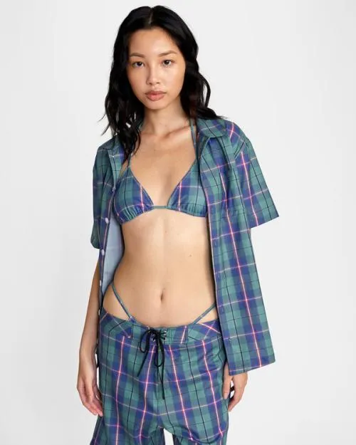 Rvca Dib Woven Short Sleeve Shirt Green Men Shirts and Flannels