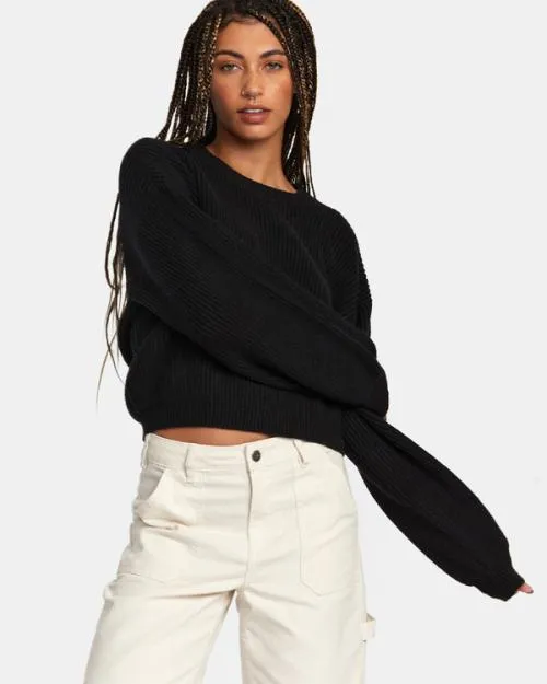 Rvca Dip In Pullover Sweater Rvca Black Women Sweaters