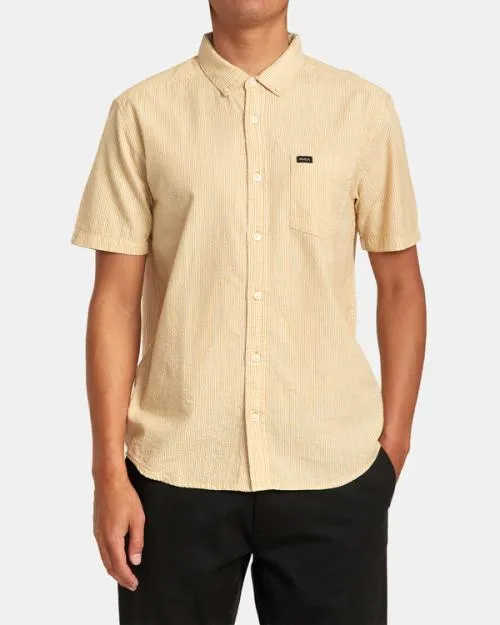 Rvca Endless Seersucker Short Sleeve Shirt Butterscotch Men Shirts and Flannels