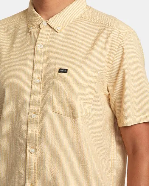 Rvca Endless Seersucker Short Sleeve Shirt Butterscotch Men Shirts and Flannels
