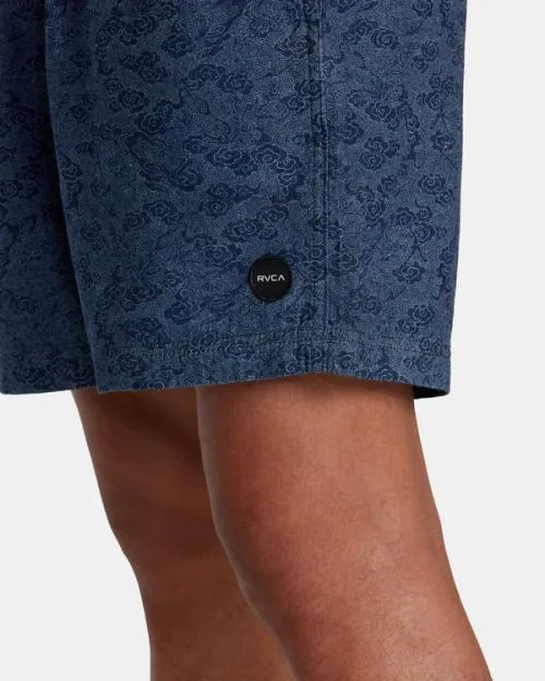 Rvca Escape Dragon 17034 Elastic Shorts Blue Men Shorts and Hybrids