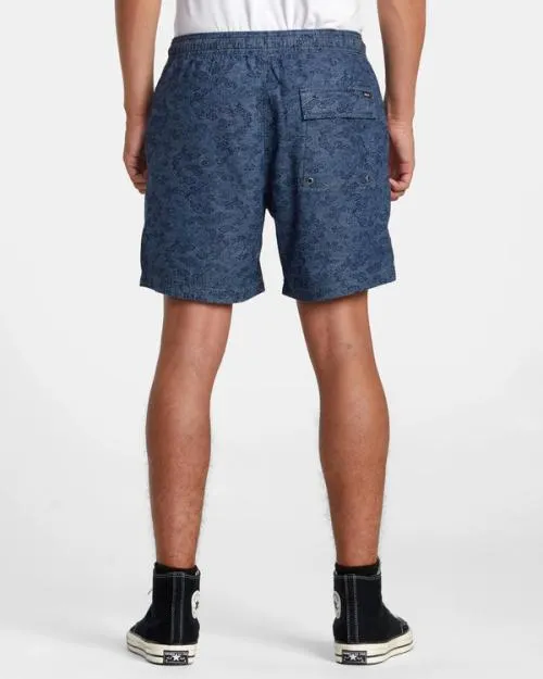 Rvca Escape Dragon 17034 Elastic Shorts Blue Men Shorts and Hybrids