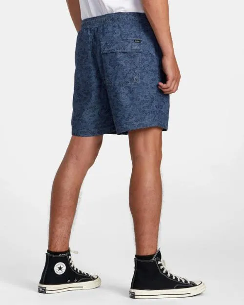 Rvca Escape Dragon 17034 Elastic Shorts Blue Men Shorts and Hybrids