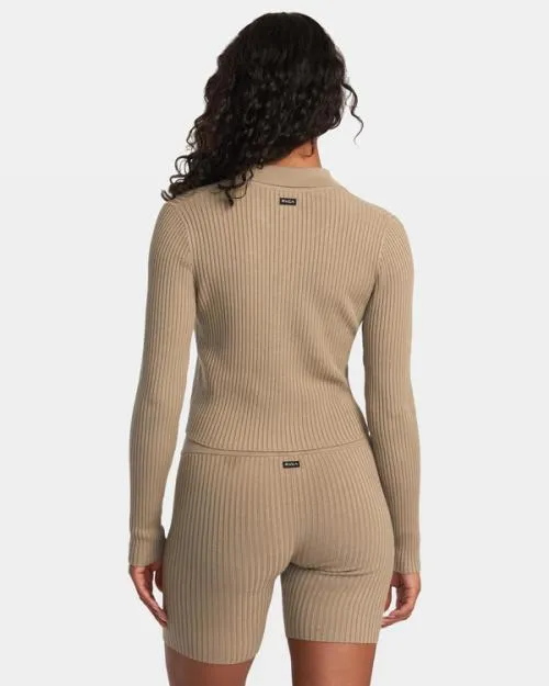 Rvca Fever Cardigan Dark Khaki Women Sweaters