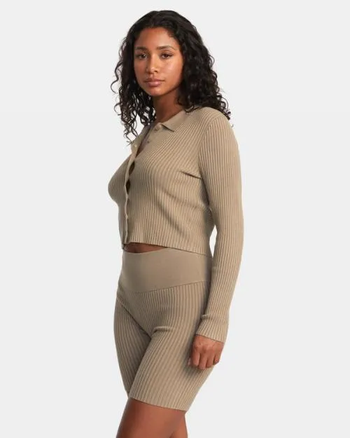 Rvca Fever Cardigan Dark Khaki Women Sweaters