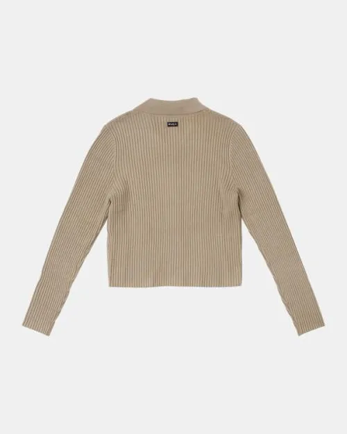 Rvca Fever Cardigan Dark Khaki Women Sweaters