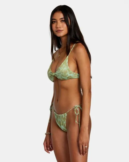 Rvca Fine Lines Shimmer Crossback Bikini Top Seafoam Women Bikini Tops