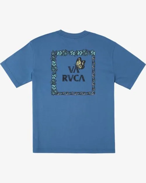 Rvca Food Chain TShirt Cool Blue Men Short Sleeves
