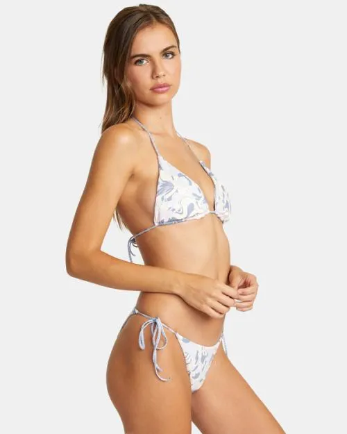 Rvca Gingham Reversible Seam Triangle Bikini Top Ash Blue Women Bikini Tops