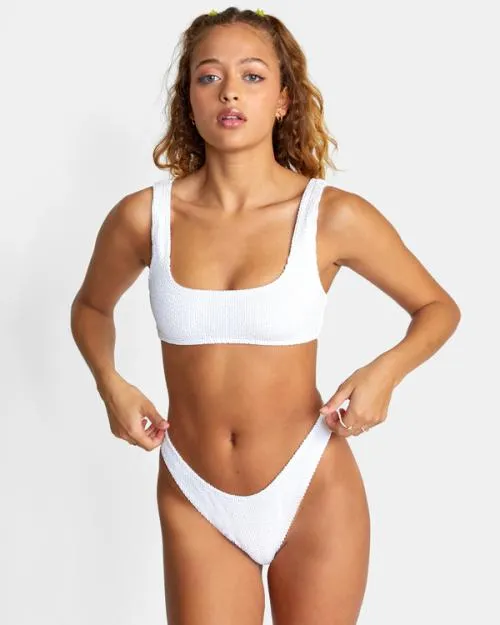 Rvca Grooves French Bikini Bottoms Whisper White Women Bikini Bottoms