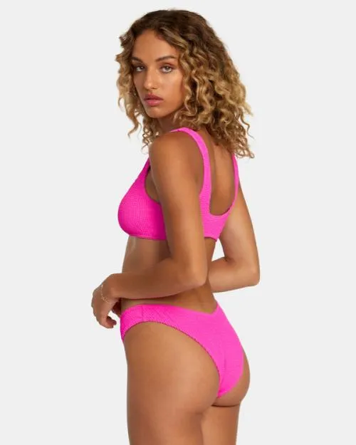 Rvca Grooves Texture Bralette Bikini Top Fluro Pink Women Bikini Tops