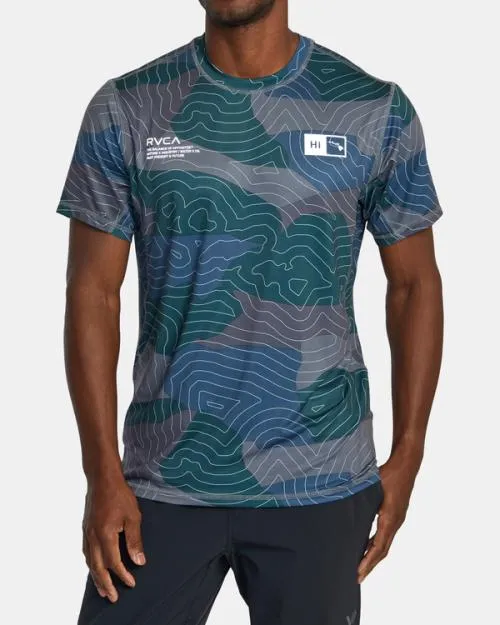Rvca Hawaii Sport Vent Short Sleeve Training Top Hawaii Topo Camo SportMen Short Sleeves
