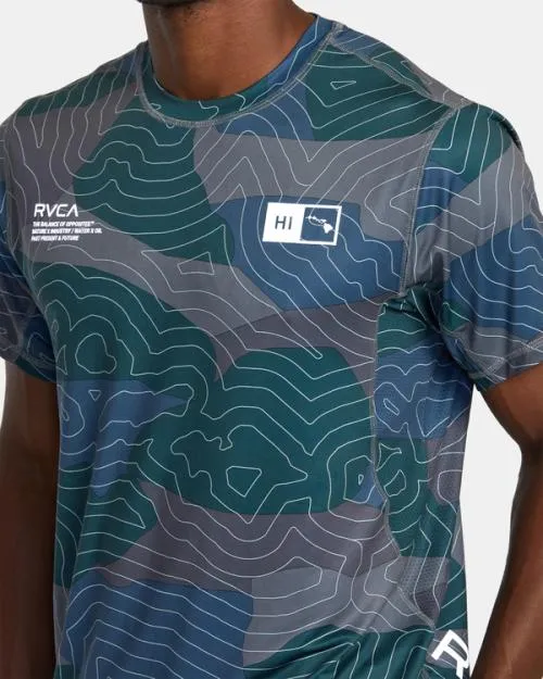 Rvca Hawaii Sport Vent Short Sleeve Training Top Hawaii Topo Camo SportMen Short Sleeves