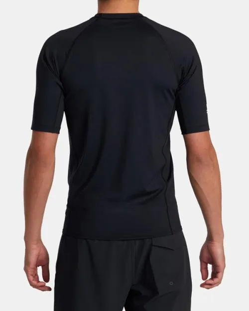 Rvca Hawaii Stacked Short Sleeve Rashguard Black Surf Rashguards and Surf Tees