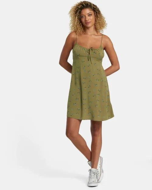 Rvca Hillside Mini Dress Aloe Women Dresses and Rompers