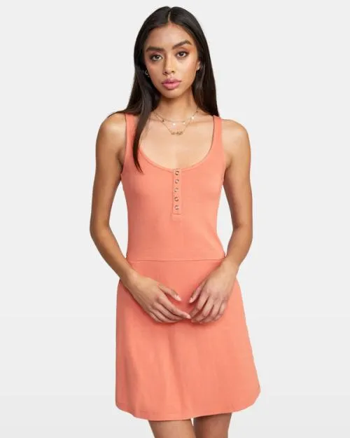 Rvca On Repeat Midi Dress Apricot Women Dresses and Rompers