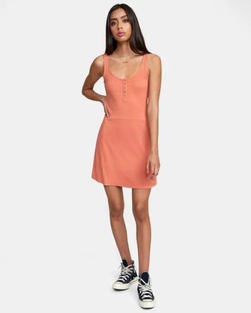 Rvca On Repeat Midi Dress Apricot Women Dresses and Rompers