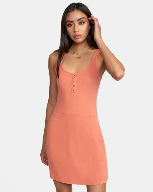 Rvca On Repeat Midi Dress Apricot Women Dresses and Rompers