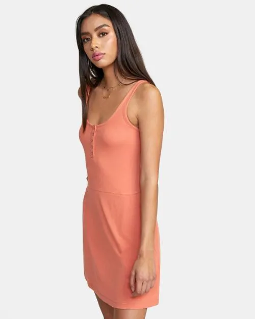 Rvca On Repeat Midi Dress Apricot Women Dresses and Rompers