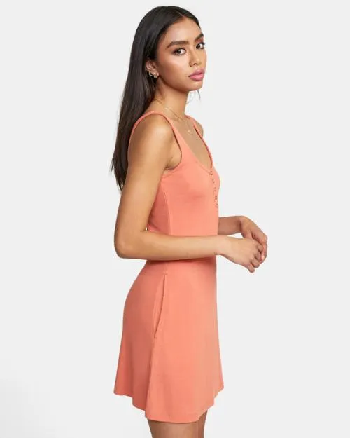 Rvca On Repeat Midi Dress Apricot Women Dresses and Rompers