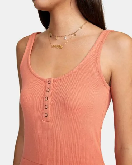 Rvca On Repeat Midi Dress Apricot Women Dresses and Rompers