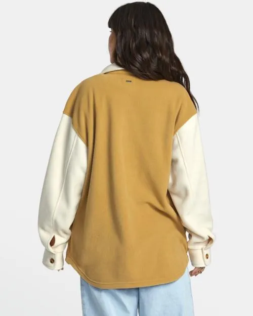 Rvca Polar Birdie Shacket Overshirt Tan Women Jackets