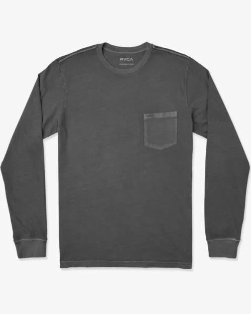 Rvca PTC Pigment Long Sleeve TEE Pirate Black Men Tees and Tanks