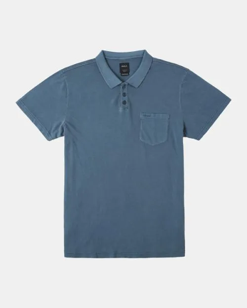 Rvca PTC Pigment Polo Shirt Duck Blue Men Short Sleeves