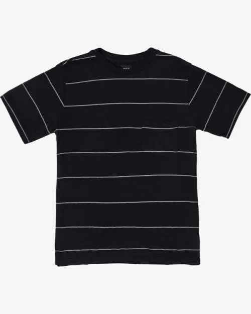 Rvca PTC Pigment Stripe Tee Pirate Black Men Short Sleeves