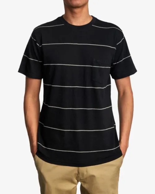 Rvca PTC Pigment Stripe Tee Pirate Black Men Short Sleeves