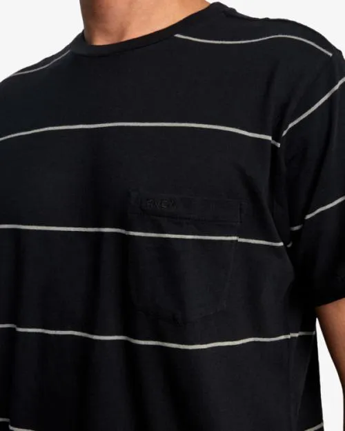 Rvca PTC Pigment Stripe Tee Pirate Black Men Short Sleeves