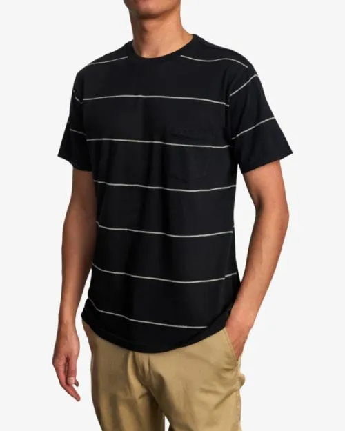 Rvca PTC Pigment Stripe Tee Pirate Black Men Short Sleeves