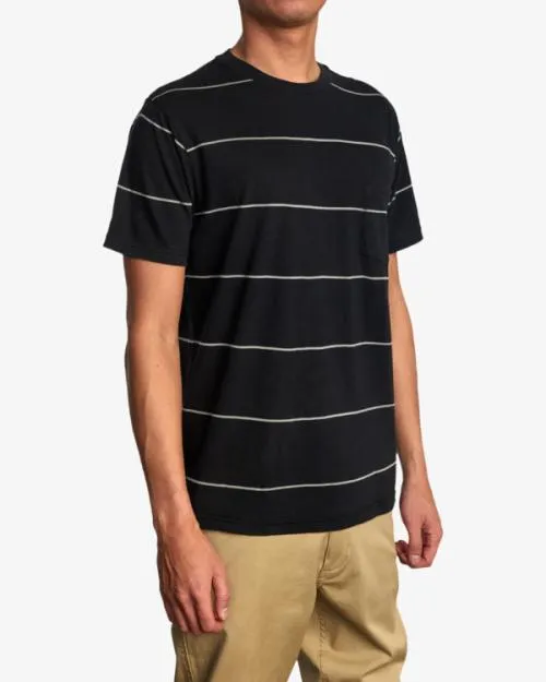 Rvca PTC Pigment Stripe Tee Pirate Black Men Short Sleeves