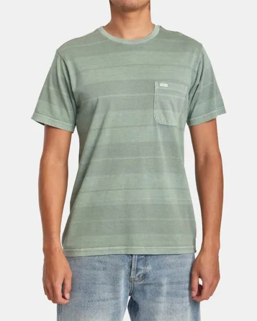Rvca PTC Stripe TShirt Spinach Men Short Sleeves