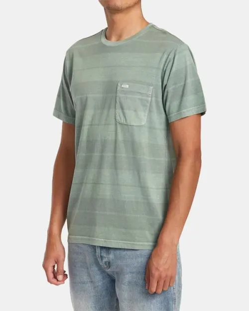 Rvca PTC Stripe TShirt Spinach Men Short Sleeves