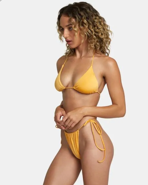 Rvca Rose Machado Narrow Halter Triangle Bikini Top Marigold Women Bikini Tops