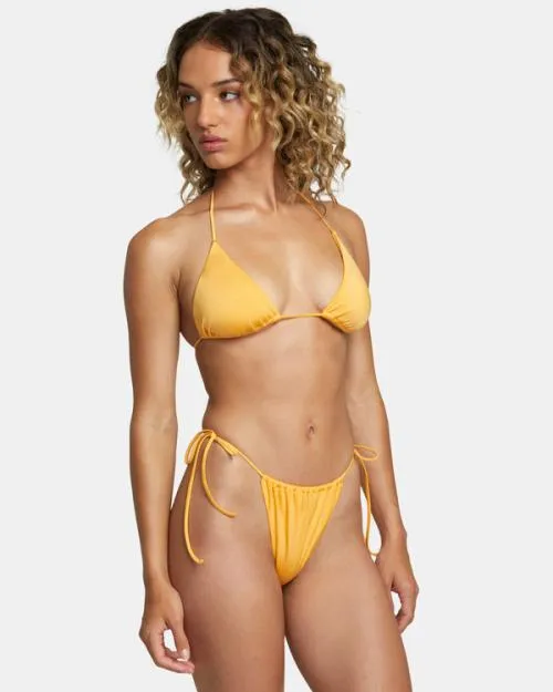 Rvca Rose Machado Narrow Halter Triangle Bikini Top Marigold Women Bikini Tops