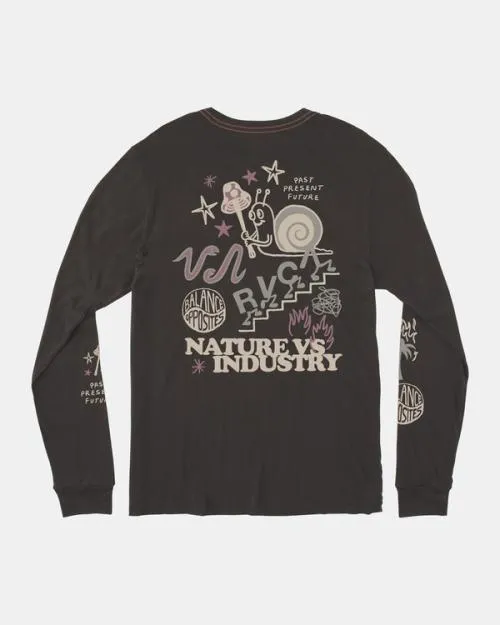 Rvca Scorched Long Sleeve TShirt Pirate Black Men Tees and Tanks