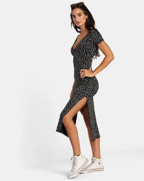 Rvca Smitten Midi Dress Rvca Black Women Dresses and Rompers