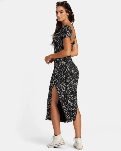Rvca Smitten Midi Dress Rvca Black Women Dresses and Rompers