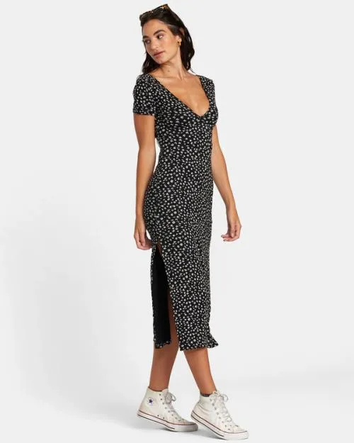 Rvca Smitten Midi Dress Rvca Black Women Dresses and Rompers
