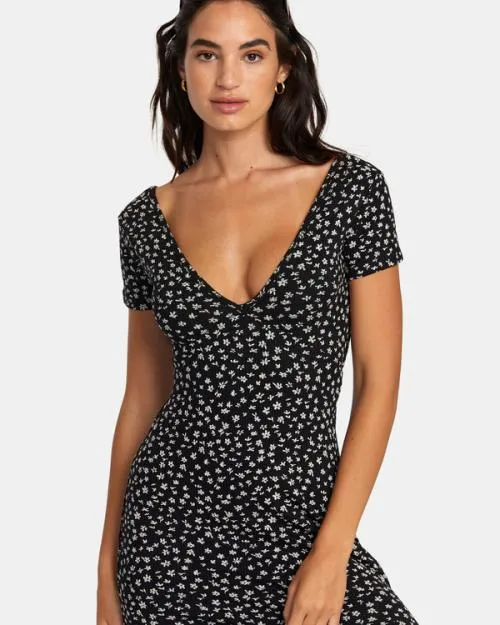 Rvca Smitten Midi Dress Rvca Black Women Dresses and Rompers
